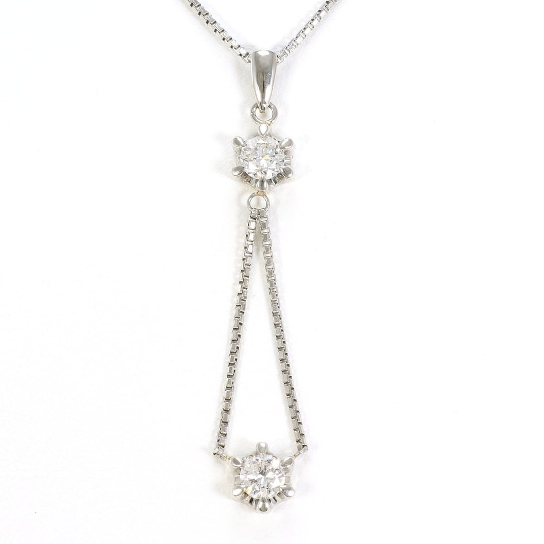 Platinum (PT850) Pm900 Necklace with 0.33ct Diamonds, Total Weight 6.1g, 37cm, Jewelry: --- Catalog ---Category: SizeWeight: 6.1g / 0.21oz.Pendant Size: 47mm x 7mm / 1.85'' x 0.27''Neck Circumference: 37 cm / 14.56''Category: DesignColor: PlatinumMetal: PlatinumStone: DiamondGender: Wome