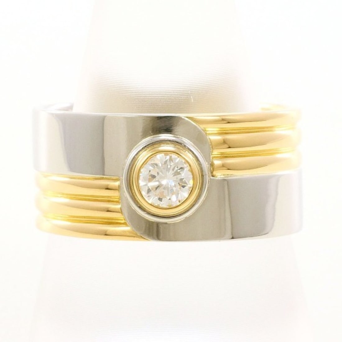 PT900 Platinum 18K Yellow Gold Ring with 0.33ct Diamond, Total Weight 13.4g, Jewelry: --- Catalog ---Category: SizeWidth: 10mm / 0.39''Weight: 13.4g / 0.47oz.JP Size: 20US Size: 10Category: DesignType: Band ringColor: Platinum, Yellow goldMetal: Gold, PlatinumStone: DiamondGender: MenM