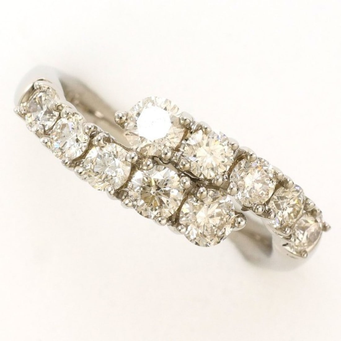 18K (18-karat white gold) ring with 1.00ct diamond, card design, total weight 4.0g, jewelry. (1 of 20)