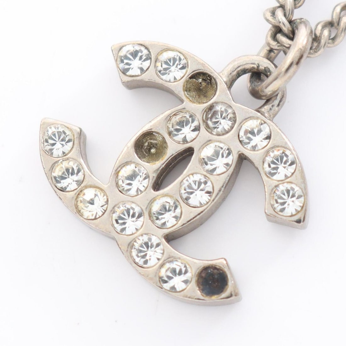 Chanel CHANEL Coco Mark F13V Necklace Jewelry Stainless Steel Rhinestone Women's Silver/Clear 28942: --- Catalog ---Category: SizePendant Size: 10mm x 15mm / 0.39'' x 0.59''Neck Circumference: 42 cm / 16.53''Category: DesignColor: Clear, SilverGender: WomenMaterial: Rhinestone, Stainless steelNecklac