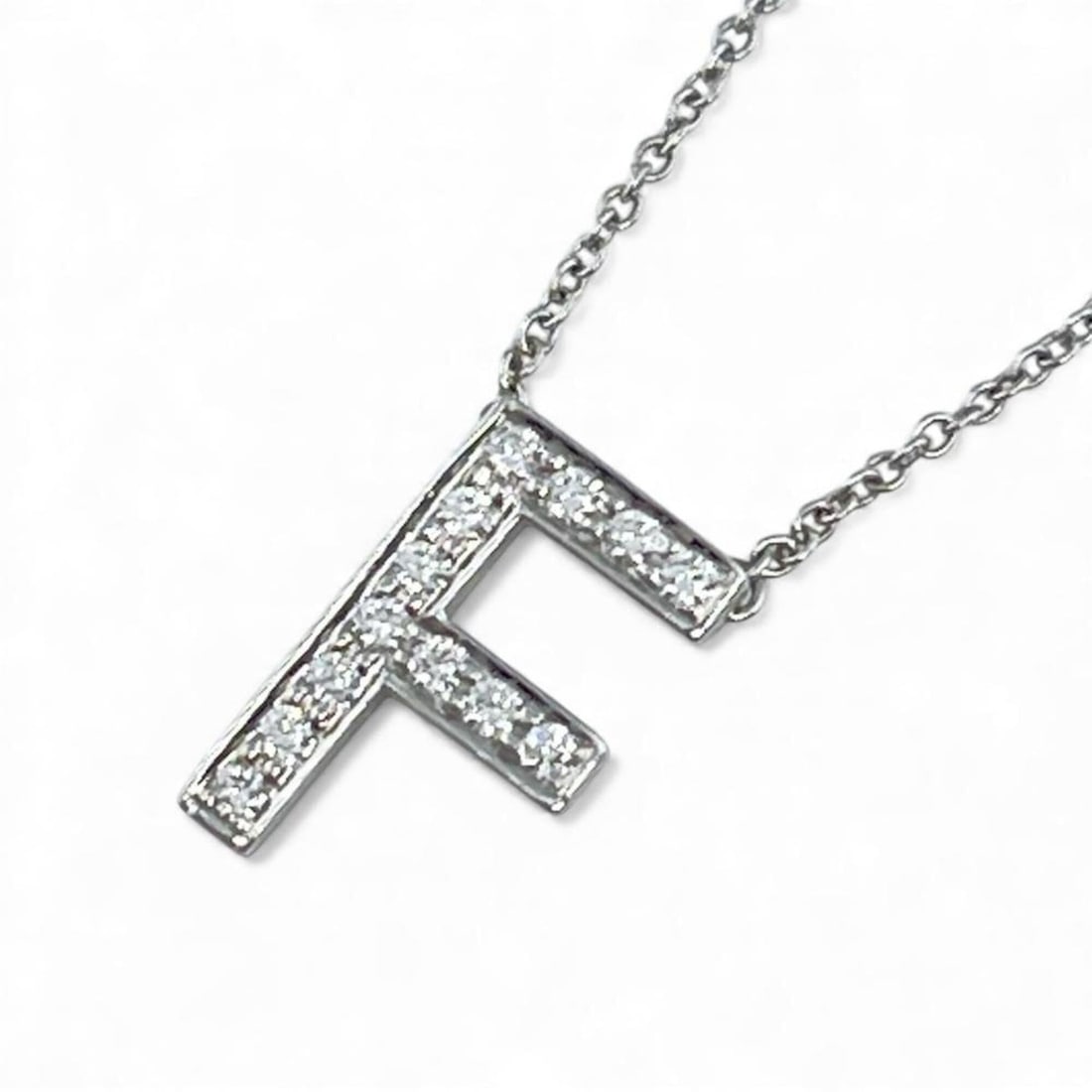 Tiffany & Co. Women's Necklace, Jewelry Accessory, Letter Initial F, Pt950 Platinum, Diamond,: --- Catalog ---Category: SizePendant Size: 13mm x 7mm / 0.51'' x 0.27''Neck Circumference: 40.5 cm / 15.94''Category: DesignColor: SilverGender: WomenMaterial: Platinum 950Necklace Type: NecklaceCateg