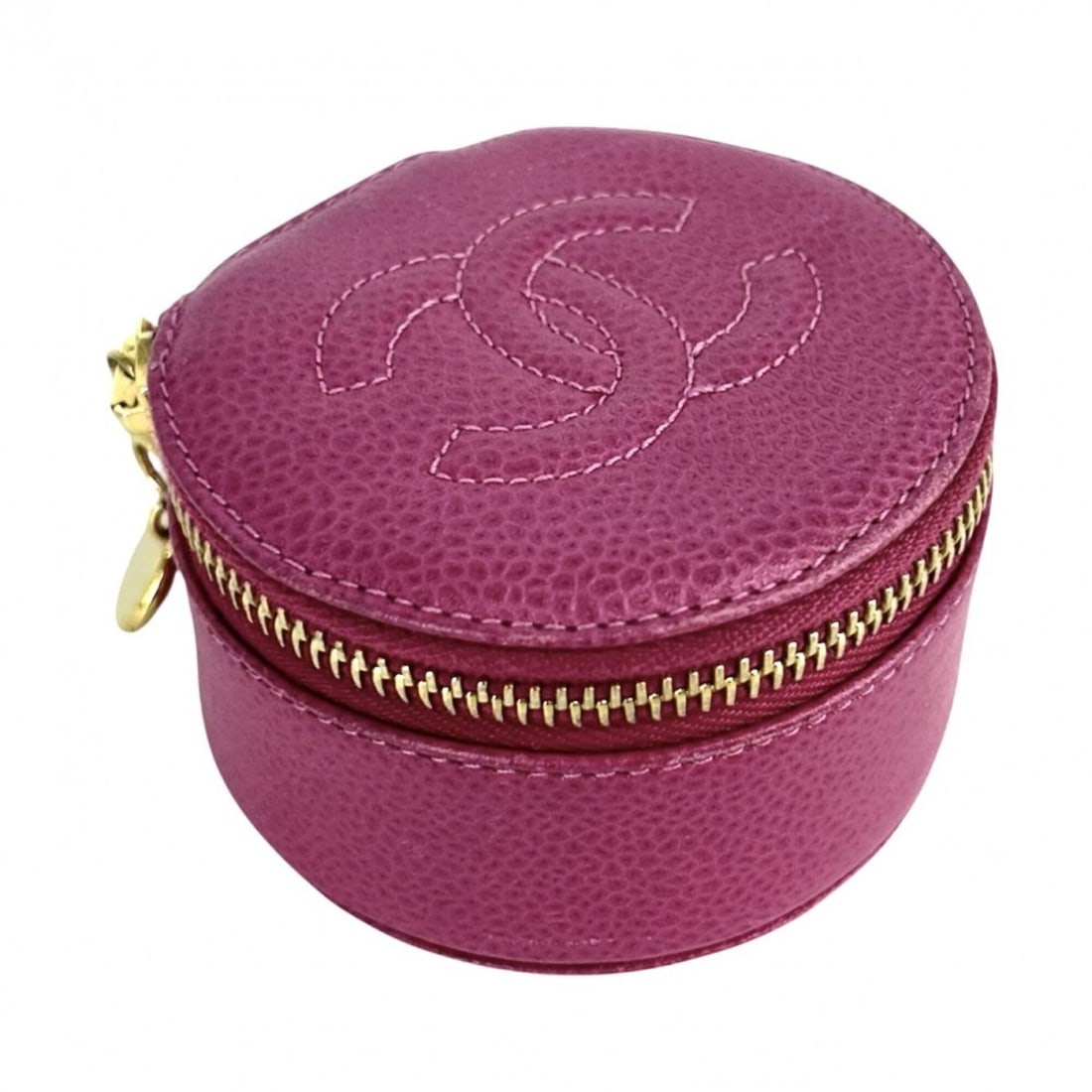 Chanel Pouch for Women, Jewelry Case, Accessory Round Pouch, Small Item Holder, Coco Mark, CHANEL: --- Catalog ---Category: SizeSize (HxWxD): 5cm x 8cm x 8cm / 1.96'' x 3.14'' x 3.14''Category: DesignType: Jewelry caseColor: PinkMaterial: Grained CalfskinCategory: GeneralBrand: Chanel--- Item List 