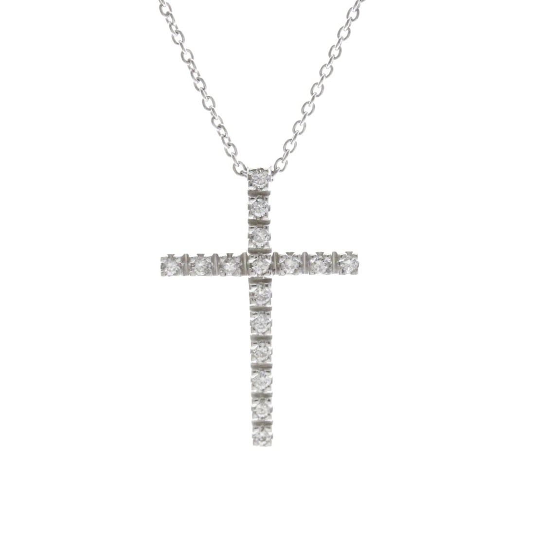 Star Jewelry Diamond Cross Necklace White Gold (18K) Diamond Women's Fashion Necklace (Silver): --- Catalog ---Category: SizeWeight: 3.5g / 0.12oz.Pendant Size: 20.5mm x 14mm / 0.8'' x 0.55''Neck Circumference: 40 cm - 45 cm / 15.74'' - 17.71''Category: DesignColor: SilverMetal: White GoldStone: