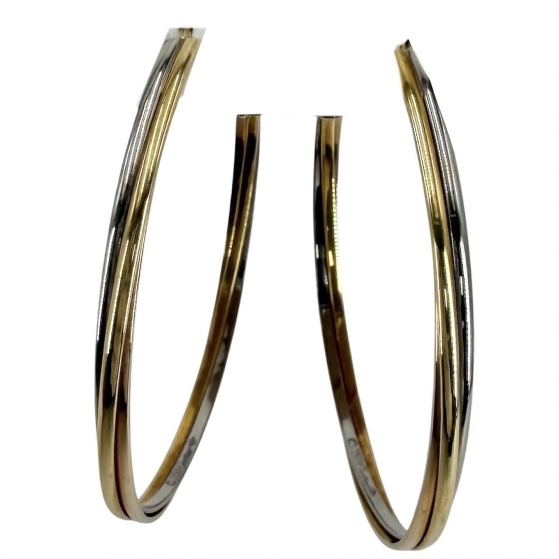 Cartier Trinity Hoop Earrings for Women - Jewelry Au750 K18 Available in 18K Yellow Gold, Pink and: --- Catalog ---Category: SizeSize (HxWxD): 55.00mm x 3.00mm / 2.17'' x 0.12''Category: DesignType: Hoop earringsGender: WomenMaterial: Pink gold (18K), White gold (18K), Yellow gold (18K)Category: Gen
