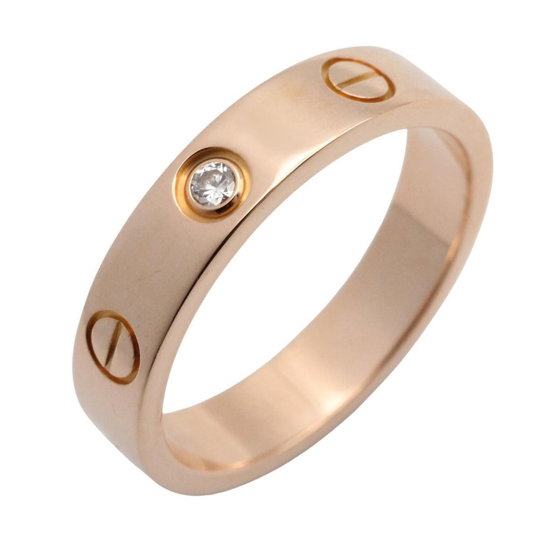 Cartier Mini Love Ring 1PD Ring, Jewelry, 18KPG (Pink Gold), Diamond, Women's, Clear/Gold Tone,: --- Catalog ---Category: SizeJP Size: 10.5US Size: 5.5Category: DesignType: Band ringColor: Clear, GoldStone: DiamondGender: WomenMaterial: Pink gold (18K)Category: GeneralMPN: B4056100Brand: Cartier-