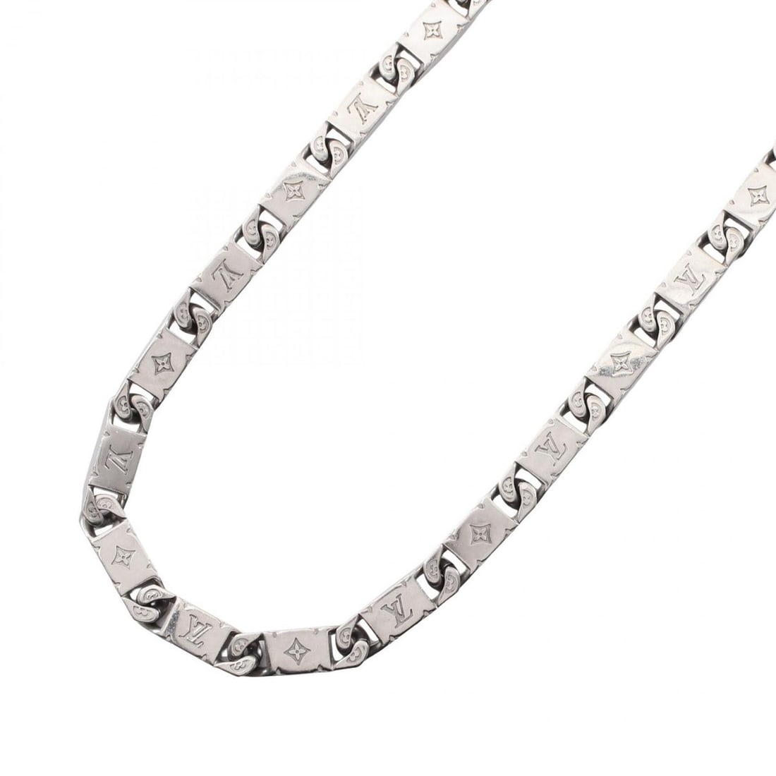 Louis Vuitton LOUIS VUITTON Monogram Tie-Up Necklace, Stainless Steel, Silver Tone, Men's Jewelry,: --- Catalog ---Category: SizeNeck Circumference: 51 cm / 20.07''Category: DesignColor: SilverGender: MenMaterial: Stainless steelNecklace Type: NecklaceCategory: GeneralMPN: MO0919Brand: Louis Vuitton