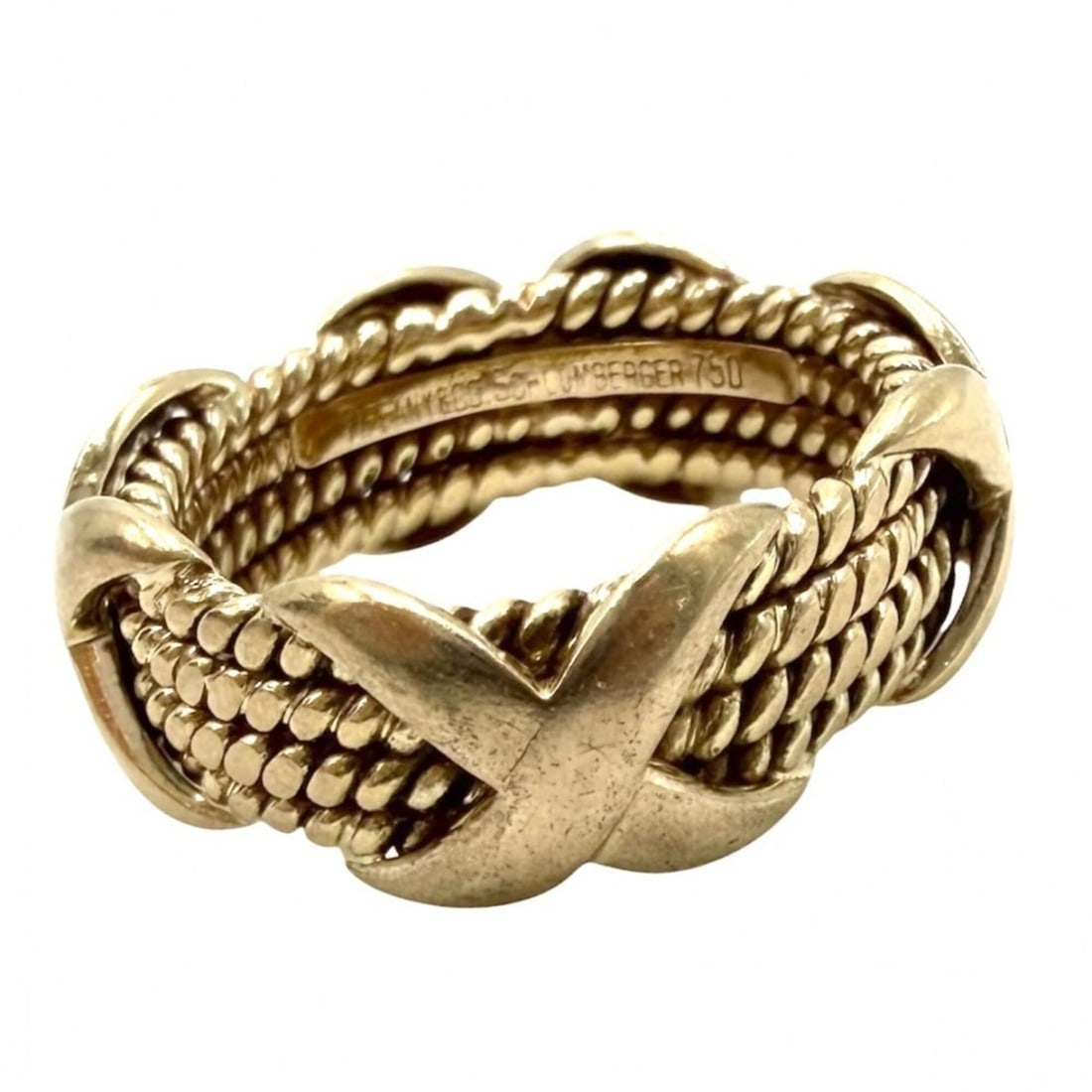 Tiffany & Co. Women's Ring, Jean Schlumberger, Schlumberger 4-Row X Accessory Jewelry, Rope Cross: --- Catalog ---Category: SizeJP Size: 10.5US Size: 5.5Category: DesignType: Band ringGender: WomenMaterial: Yellow gold (18K)Category: GeneralBrand: Tiffany--- Item List ---Section: ConditionRanking: 