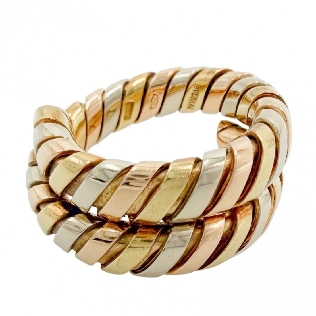 Bulgari Women's Tubogas Ring, Jewelry Accessory, Au750 18K Gold, BVLGARI, Yellow White Pink Approx.: --- Catalog ---Category: SizeJP Size: 10US Size: 5.5Category: DesignType: Band ringGender: WomenMaterial: Pink gold (18K), White gold (18K), Yellow gold (18K)Category: GeneralBrand: Bvlgari--- Item Li