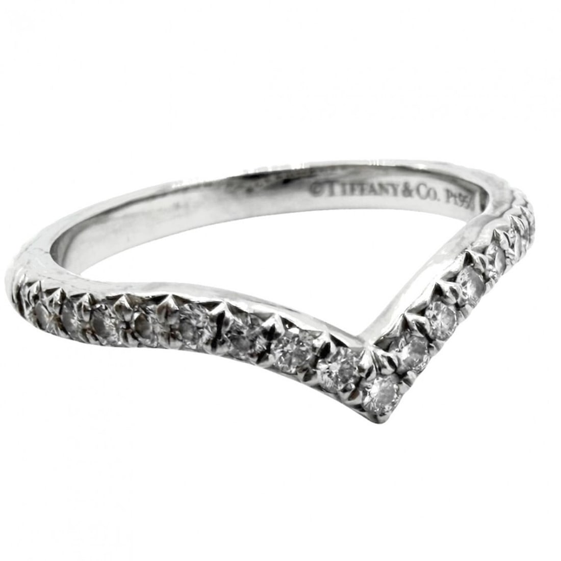 Tiffany & Co. Soleste V-Band Ring for Women, Jewelry Accessory, Pt950 Platinum, Diamond, Approx.: --- Catalog ---Category: SizeWeight: 2.9g / 0.1oz.JP Size: 7.5US Size: 4Category: DesignType: Band ringMetal: PlatinumStone: DiamondGender: WomenMetal Purity: Platinum950Category: GeneralBrand: Tiffan