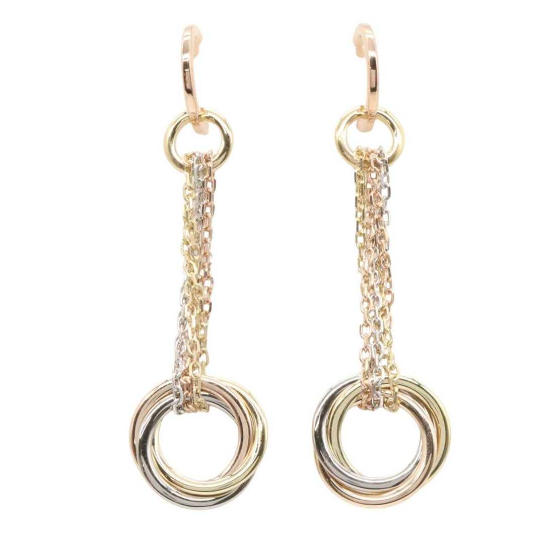 Cartier Trinity Earrings - Earrings, Jewelry 18K (Yellow Gold), 18KWG (White 18KPG (Pink Gold): --- Catalog ---Category: SizeSize (HxWxD): 58.00mm x 16.00mm / 2.28'' x 0.63''Category: DesignType: Stud earringsColor: Gold, SilverGender: WomenMaterial: Pink gold (18K), White gold (18K), Yellow gol