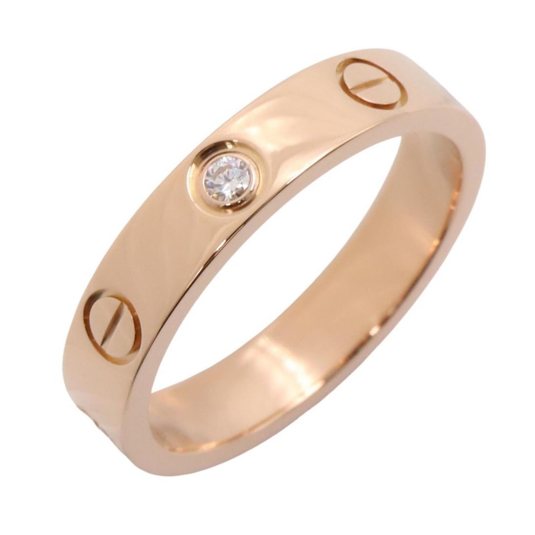 Cartier Mini Love Ring 1PD Ring, Jewelry, 18KPG (Pink Gold), Diamond, Women's, Gold Tone, Clear (1 of 10)