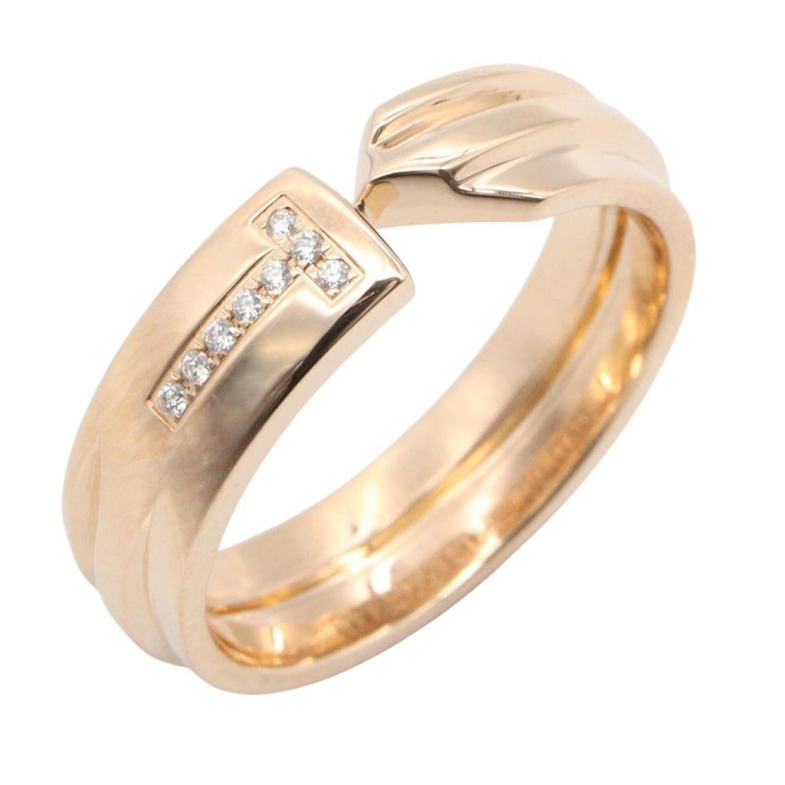 Tiffany & Co. T Modern Key Diamond Ring - Ring/Finger Jewelry 18KPG (Pink Gold) Women's Gold Tone (1 of 20)