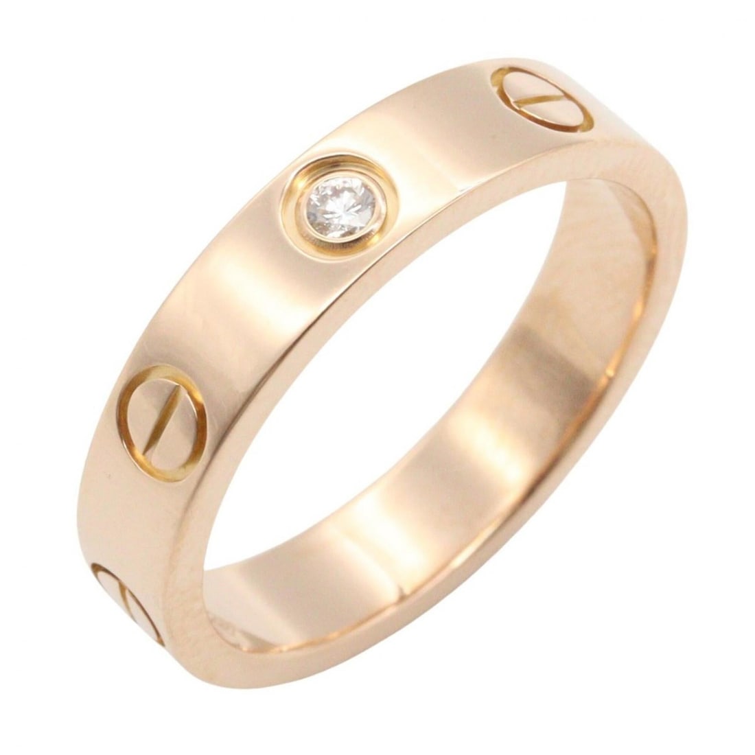 Cartier Mini Love Ring 1PD Ring, Jewelry, 18KPG (Pink Gold), Diamond, Women's, Gold Tone, Clear (1 of 9)