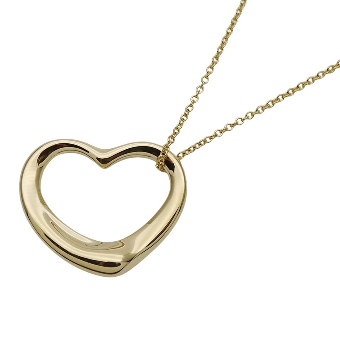 Tiffany & Co. Women's Necklace, 750YG, Elsa Peretti Open Heart Design, Yellow Gold Jewelry: --- Catalog ---Category: SizePendant Size: 18.3mm x 22mm / 0.72'' x 0.86''Neck Circumference: 41.5 cm / 16.33''Category: DesignColor: Yellow goldGender: WomenMaterial: Yellow gold (18K)Necklace Type: 