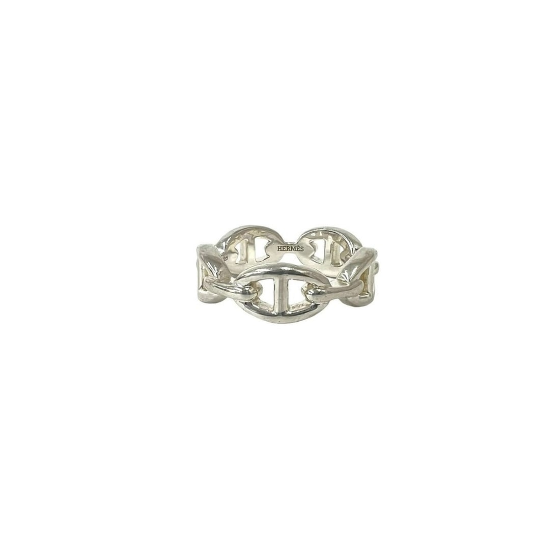 HERMES Chaine d'Ancre Enchainée Ring, Sterling Silver 925, Accessory, Jewelry, 402-3: --- Catalog ---Category: SizeJP Size: 17US Size: 8.5Category: DesignType: Band ringColor: SilverGender: WomenMaterial: Silver 925Category: GeneralBrand: Hermes--- Item List ---Section: ConditionRankin