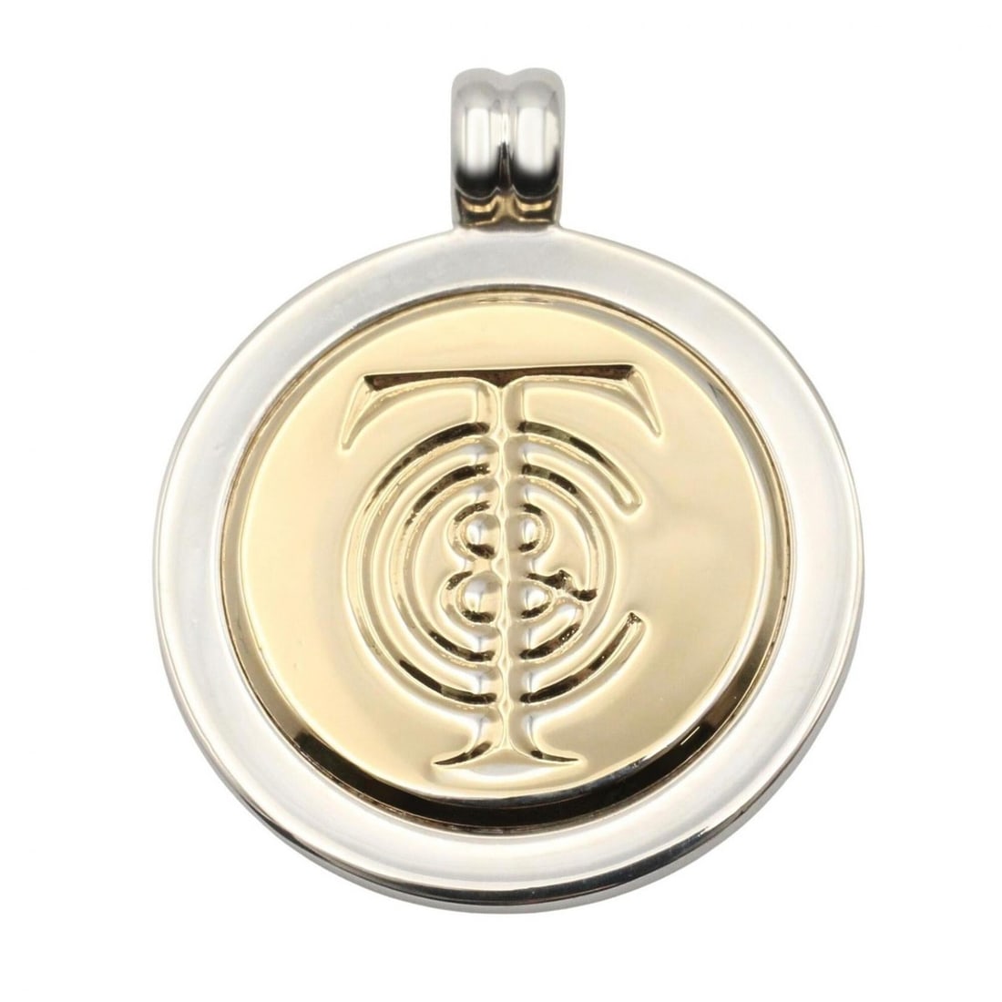 Tiffany & Co. T&C Pendant Top - Jewelry Sterling Silver 925 18K (Yellow Gold) Men's Women's Tone: --- Catalog ---Category: SizeWeight: 11g / 0.38oz.Pendant Size: 30mm x 24.4mm / 1.18'' x 0.96''Category: DesignColor: YellowMetal: Gold, SilverGender: Men,WomenMetal Purity: 18K, Silver925Pendant Type