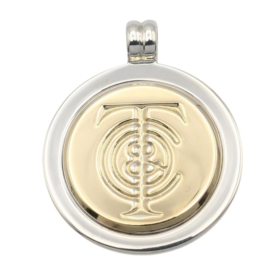 Tiffany & Co. T&C Pendant Top - Jewelry Sterling Silver 925 18K (Yellow Gold) Men's Women's Tone: --- Catalog ---Category: SizeWeight: 10.8g / 0.38oz.Pendant Size: 30mm x 24.4mm / 1.18'' x 0.96''Category: DesignColor: YellowMetal: Gold, SilverGender: WomenMetal Purity: 18K, Silver925Pendant Type: 