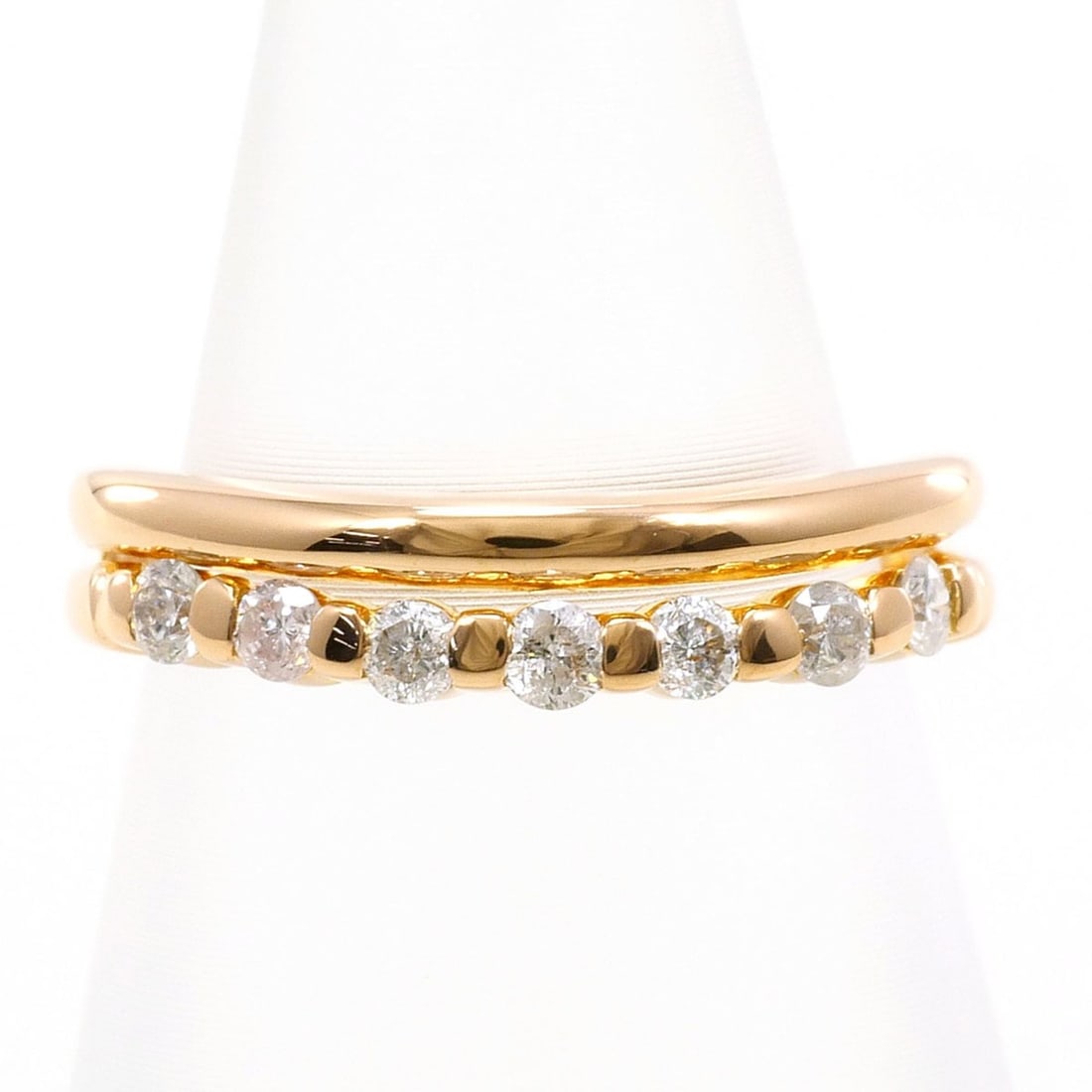 18K (18-karat gold) Pink Gold Ring with 0.19ct Diamond, Total Weight 1.7g, Jewelry: --- Catalog ---Category: SizeWidth: 4mm / 0.16''Weight: 1.7g / 0.05oz.JP Size: 3US Size: 2.5Category: DesignType: Band ringColor: Pink goldMetal: GoldStone: DiamondGender: WomenMaterial: Pink gold (18