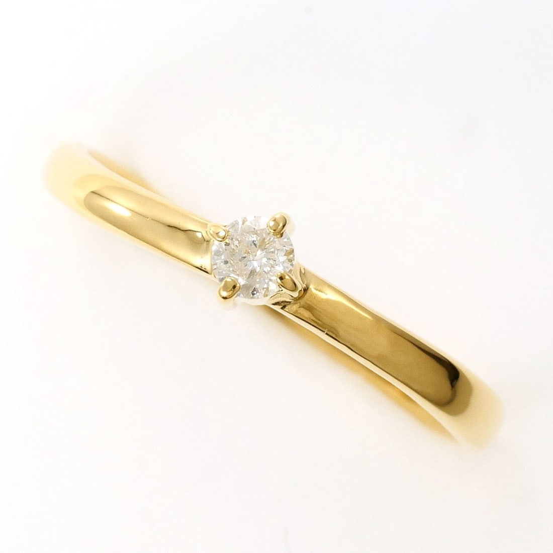 18K (18-karat) Yellow Gold Ring with 0.10ct Diamond, Total Weight 1.1g, Jewelry (1 of 7)