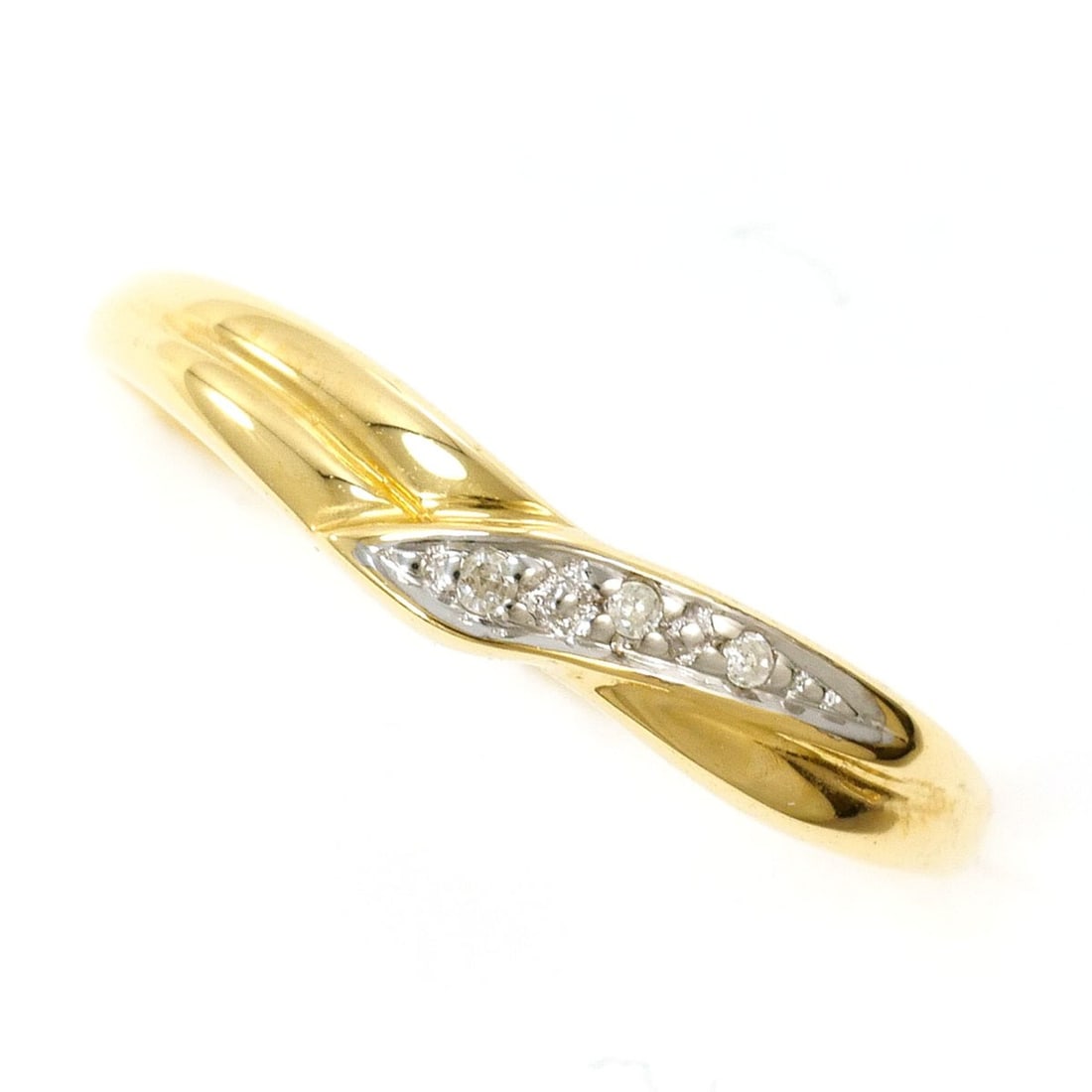 18K (18-karat) Yellow Gold Ring with 0.02ct Diamond, Total Weight 1.1g, Jewelry: --- Catalog ---Category: SizeWidth: 3mm / 0.12''Weight: 1.1g / 0.03oz.JP Size: 10.5US Size: 5.5Category: DesignType: Band ringColor: White gold, Yellow goldMetal: Gold, White GoldStone: DiamondGender: