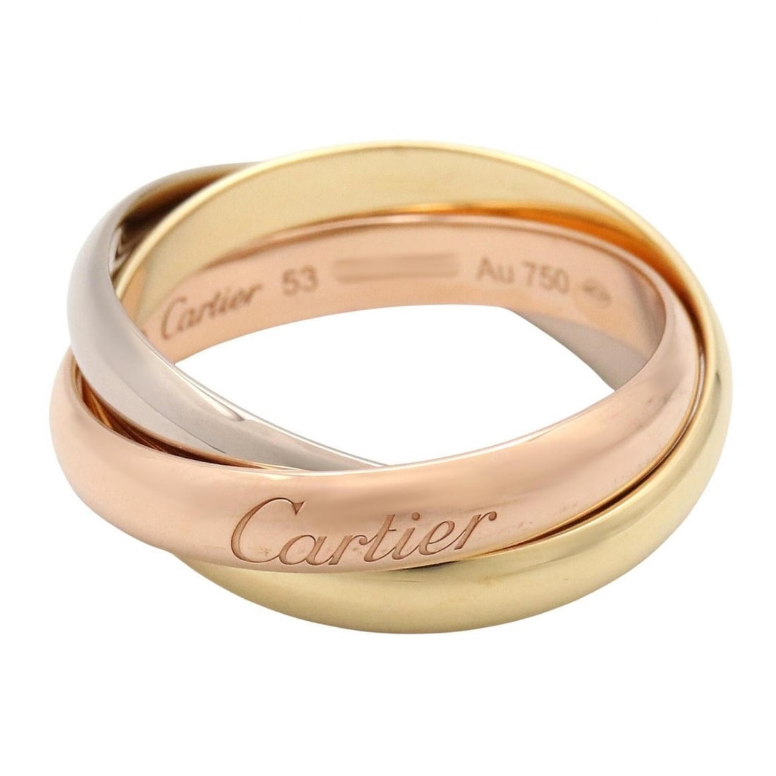 Cartier Trinity Ring - Ring/Finger Jewelry 18K (Yellow Gold), 18KWG (White 18KPG (Pink Gold): --- Catalog ---Category: SizeJP Size: 12.5US Size: 6.5Category: DesignType: Band ringColor: Gold, SilverGender: Men,WomenMaterial: Pink gold (18K), White gold (18K), Yellow gold (18K)Category: General