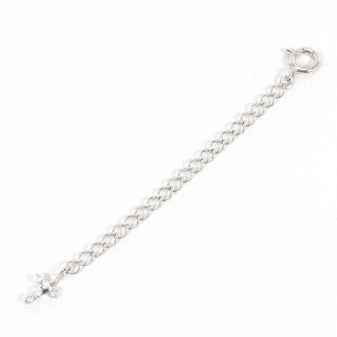 K10 10K WG White Gold Adjustable Diamond 0.05 ct Total Weight 0.4g 5cm Jewelry Like New: --- Catalog ---Category: SizeWeight: 0.4g / 0.01oz.Neck Circumference: 5 cm / 1.96''Category: DesignColor: White goldMetal: White GoldStone: DiamondGender: WomenMaterial: White gold (10K)Metal Purity: