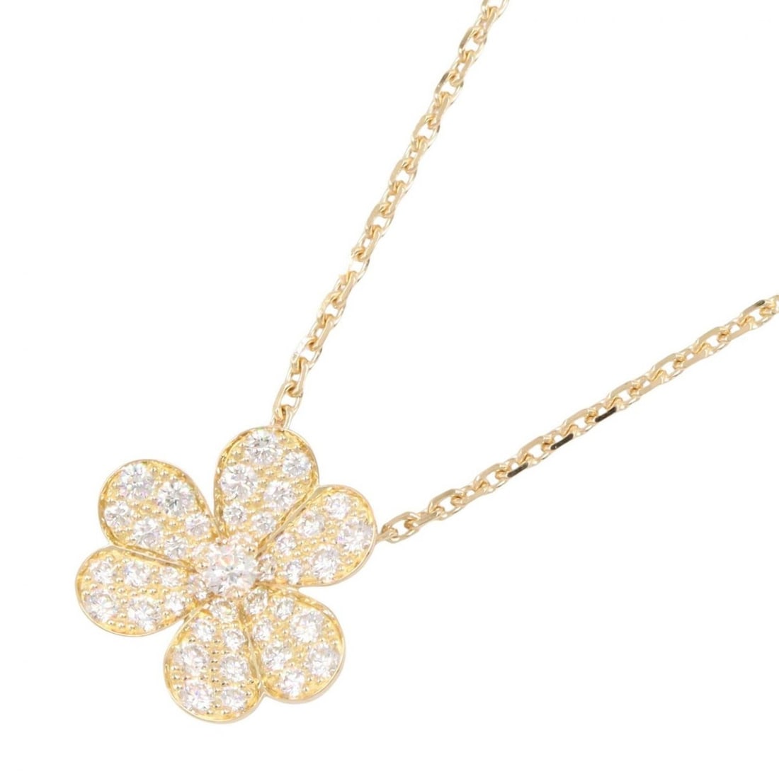 Van Cleef & Arpels Frivole Pendant Small Diamond Necklace Jewelry 18K (Yellow Gold) Women's Gold: --- Catalog ---Category: SizePendant Size: 15mm x 16mm / 0.59'' x 0.62''Neck Circumference: 43 cm - 47.5 cm / 16.92'' - 18.7''Category: DesignColor: Clear, GoldStone: DiamondGender: WomenMaterial: Yel