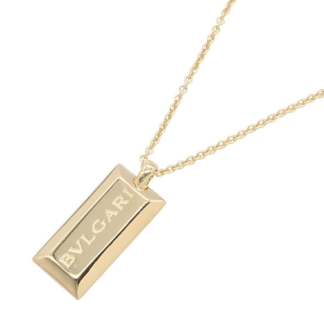 Bulgari BVLGARI Ingot Logo Necklace, 18K (Yellow Gold) Jewelry, Men's & Women's, Gold Tone: --- Catalog ---Category: SizePendant Size: 28mm x 12mm / 1.1'' x 0.47''Neck Circumference: 45.5 cm / 17.91''Category: DesignColor: GoldGender: Men,WomenMaterial: Yellow gold (18K)Necklace Type: Neckla
