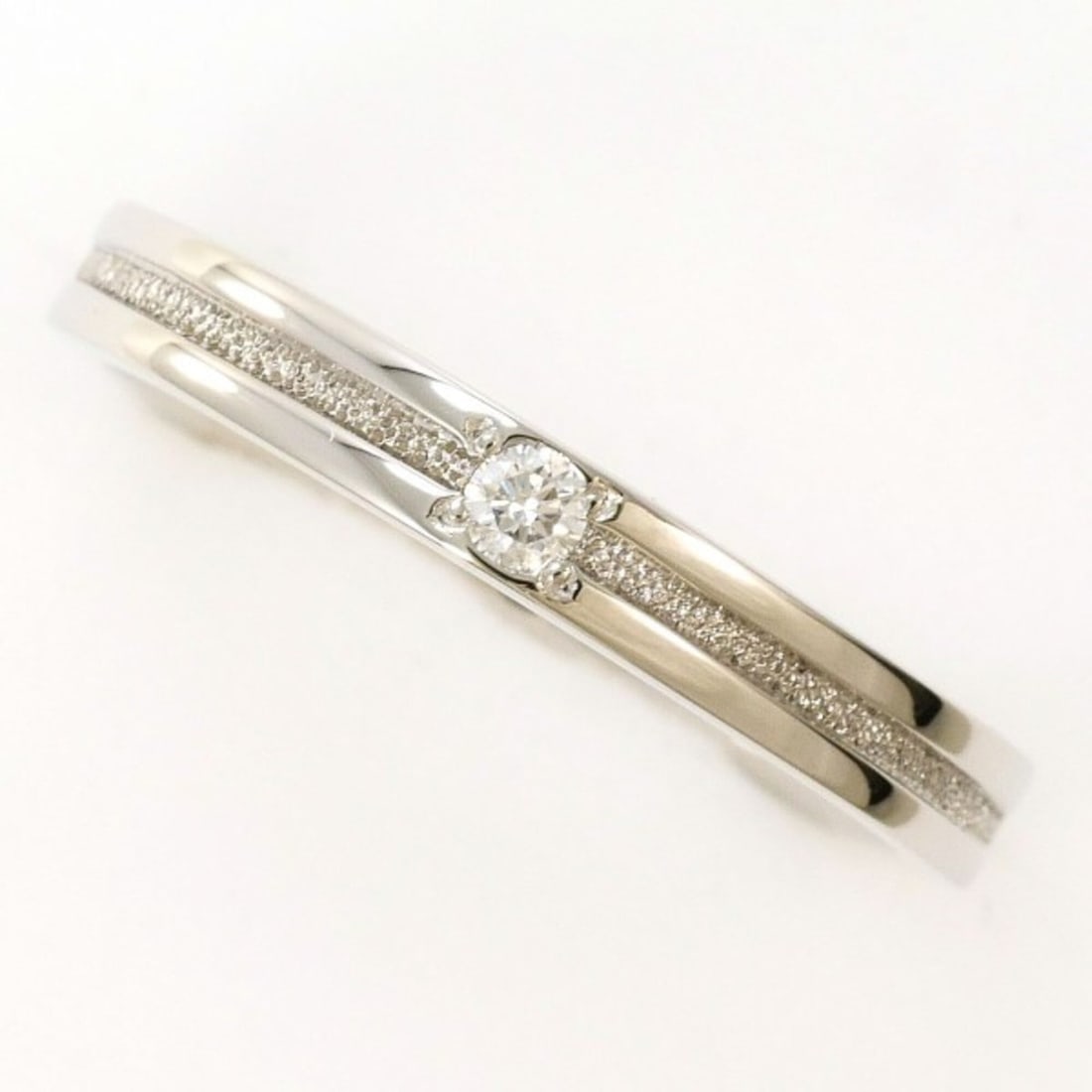 PT900 Platinum Ring with 0.033 Carat Diamond, Total Weight Approx. 4.0g, Used Jewelry, Like New (1 of 15)