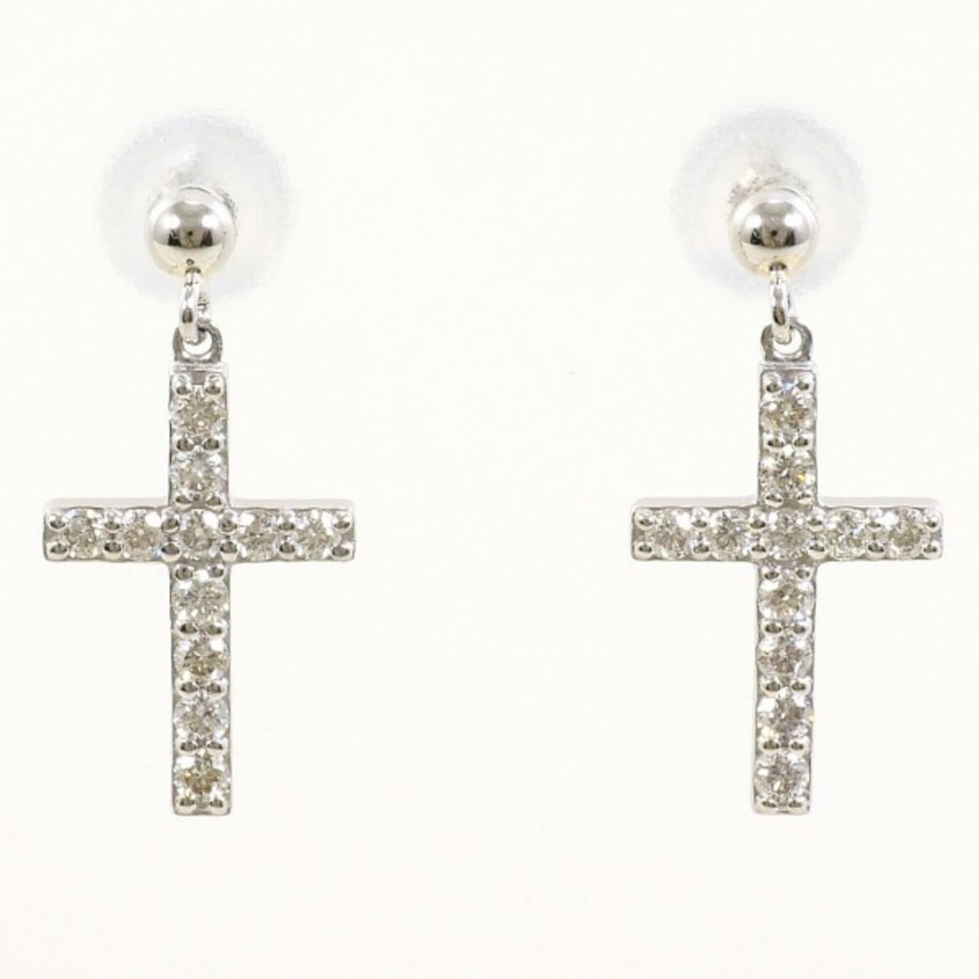 PT900 Platinum Earrings with 0.16ct Diamonds x 2, Total Weight Approx. 1.6g, Used Jewelry, Like New (1 of 12)