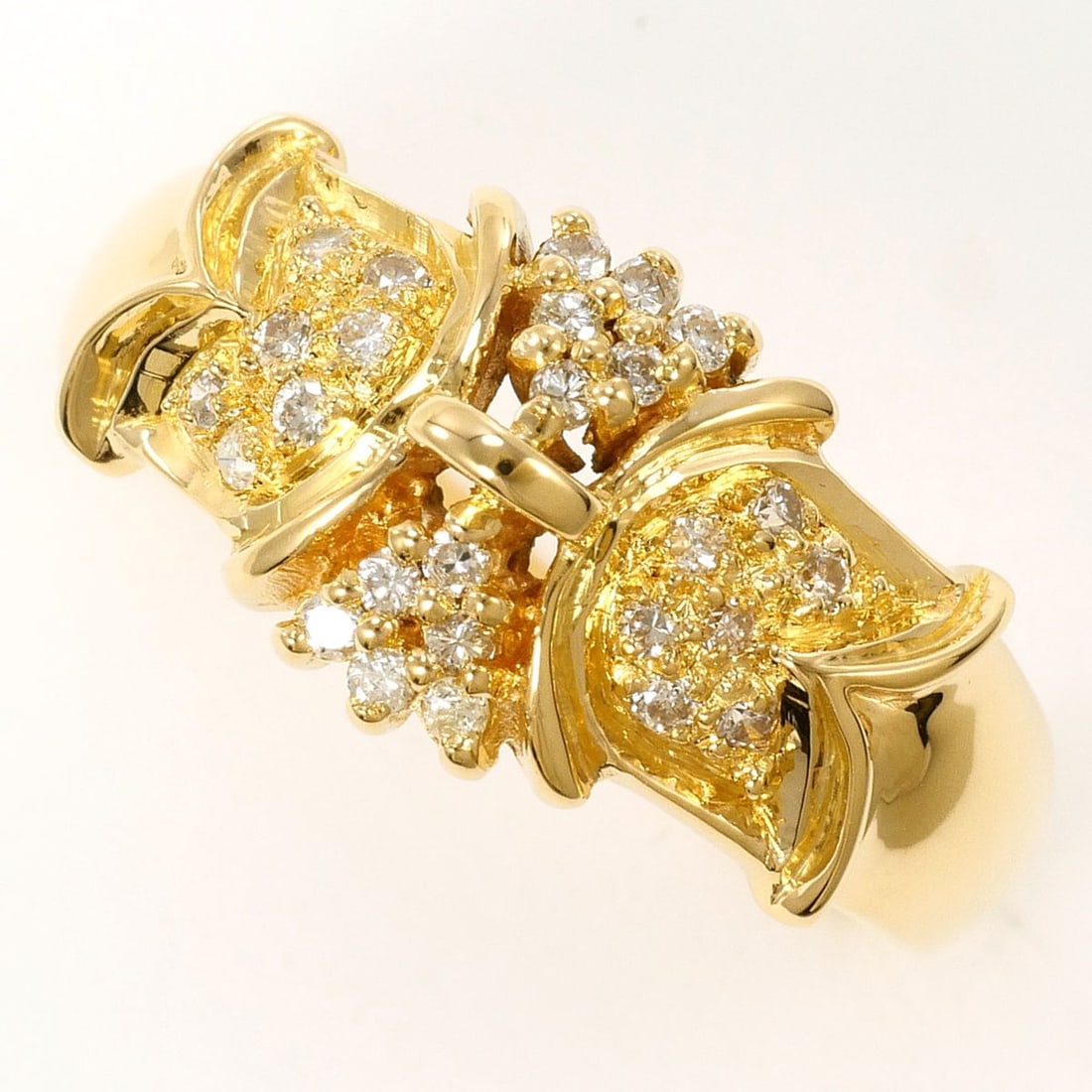 18K (18-karat) Yellow Gold Ring with 0.18ct Diamond, Total Weight 4.7g, Jewelry (1 of 10)