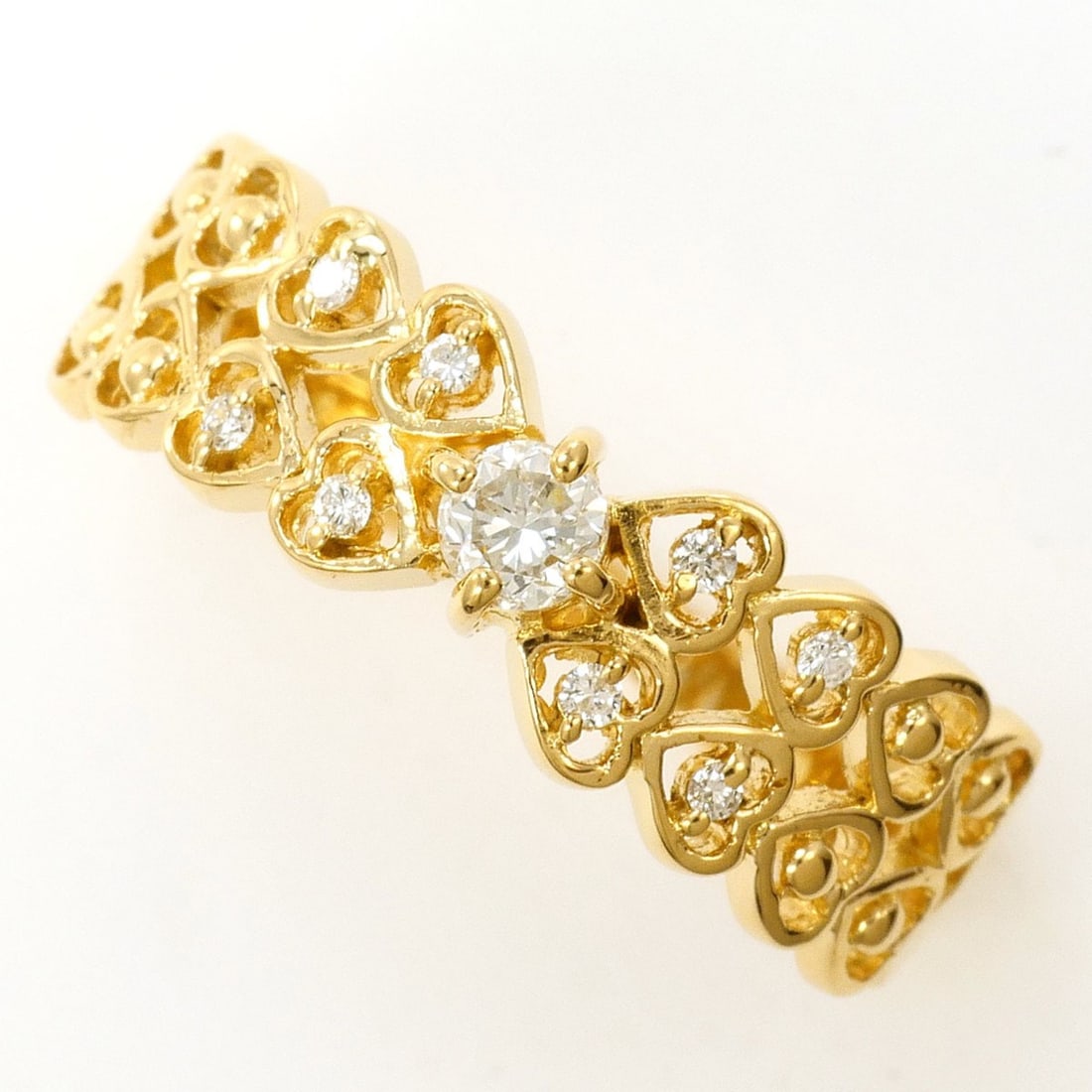 18K (18-karat) Yellow Gold Ring with 0.14ct Diamond, Total Weight 2.4g, Jewelry: --- Catalog ---Category: SizeWidth: 6mm / 0.24''Weight: 2.4g / 0.08oz.JP Size: 11US Size: 6Category: DesignType: Band ringColor: Yellow goldMetal: GoldStone: DiamondGender: WomenMaterial: Yellow gold 