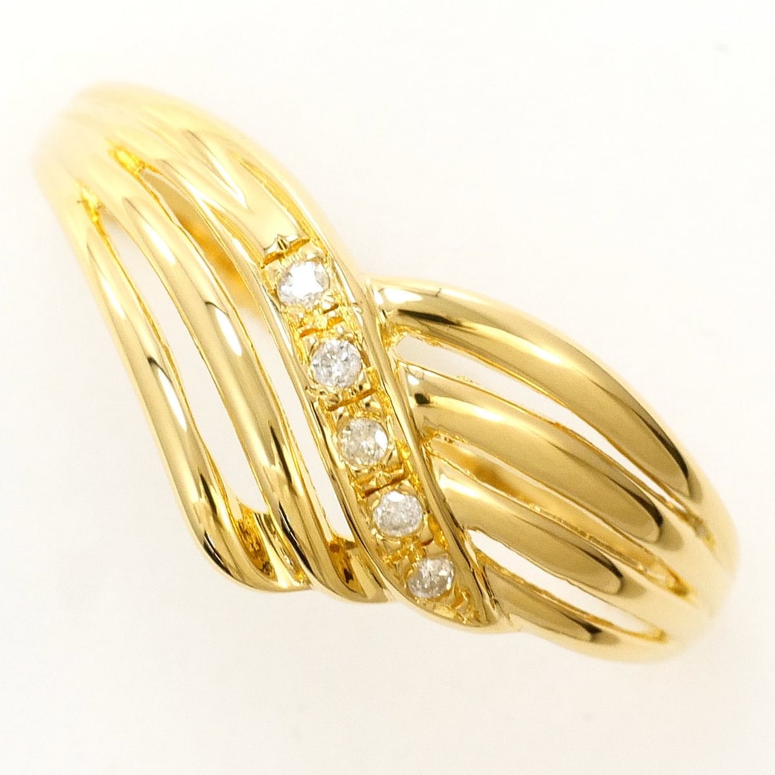 18K (18-karat) Yellow Gold Ring with 0.03ct Diamond, Total Weight 2.0g, Jewelry: --- Catalog ---Category: SizeWidth: 10mm / 0.39''Weight: 2g / 0.07oz.JP Size: 15.5US Size: 7.5Category: DesignType: Band ringColor: Yellow goldMetal: GoldStone: DiamondGender: WomenMaterial: Yellow go