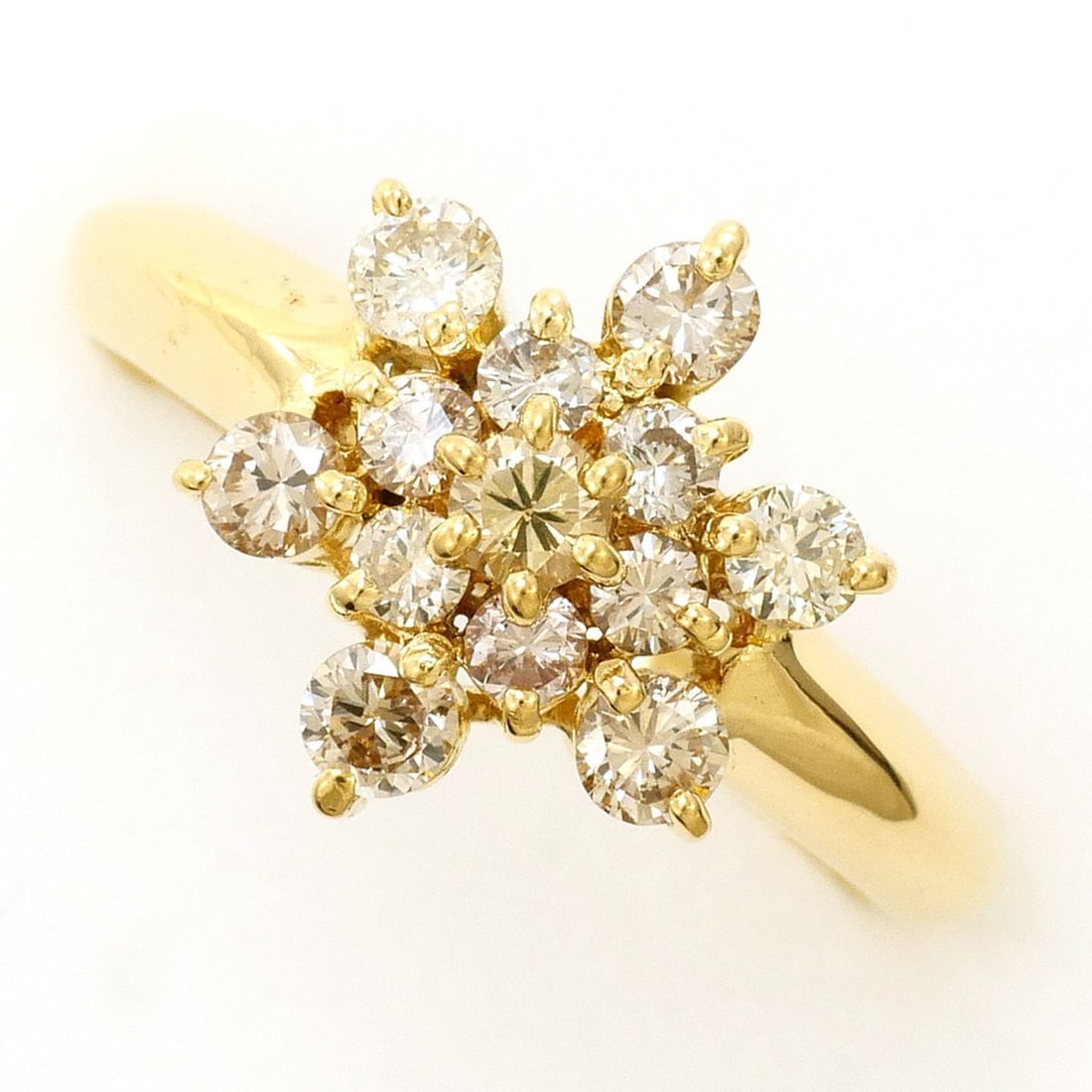 18K (18-karat) Yellow Gold Ring with Brown Diamond (0.52ct), Total Weight 1.9g, Jewelry: --- Catalog ---Category: SizeWidth: 11mm / 0.43''Weight: 1.9g / 0.06oz.JP Size: 8US Size: 4.5Category: DesignType: Band ringColor: Gold, Yellow goldMetal: GoldStone: DiamondGender: WomenMaterial: Yell