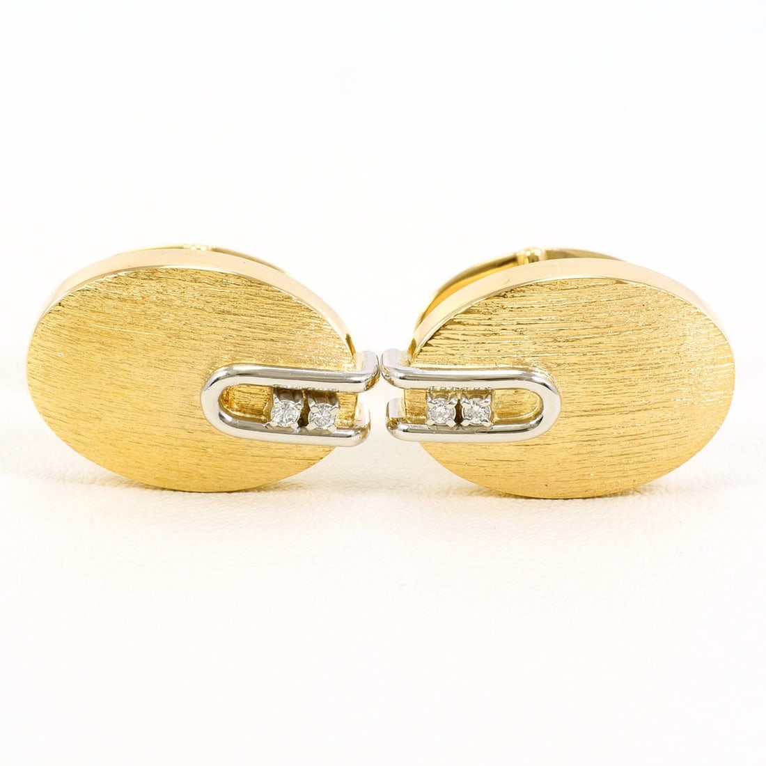 18K (18-karat) Yellow Gold (YG) and Platinum (PT900) Cufflinks with 0.026 ct Diamonds, Total Weight (1 of 10)