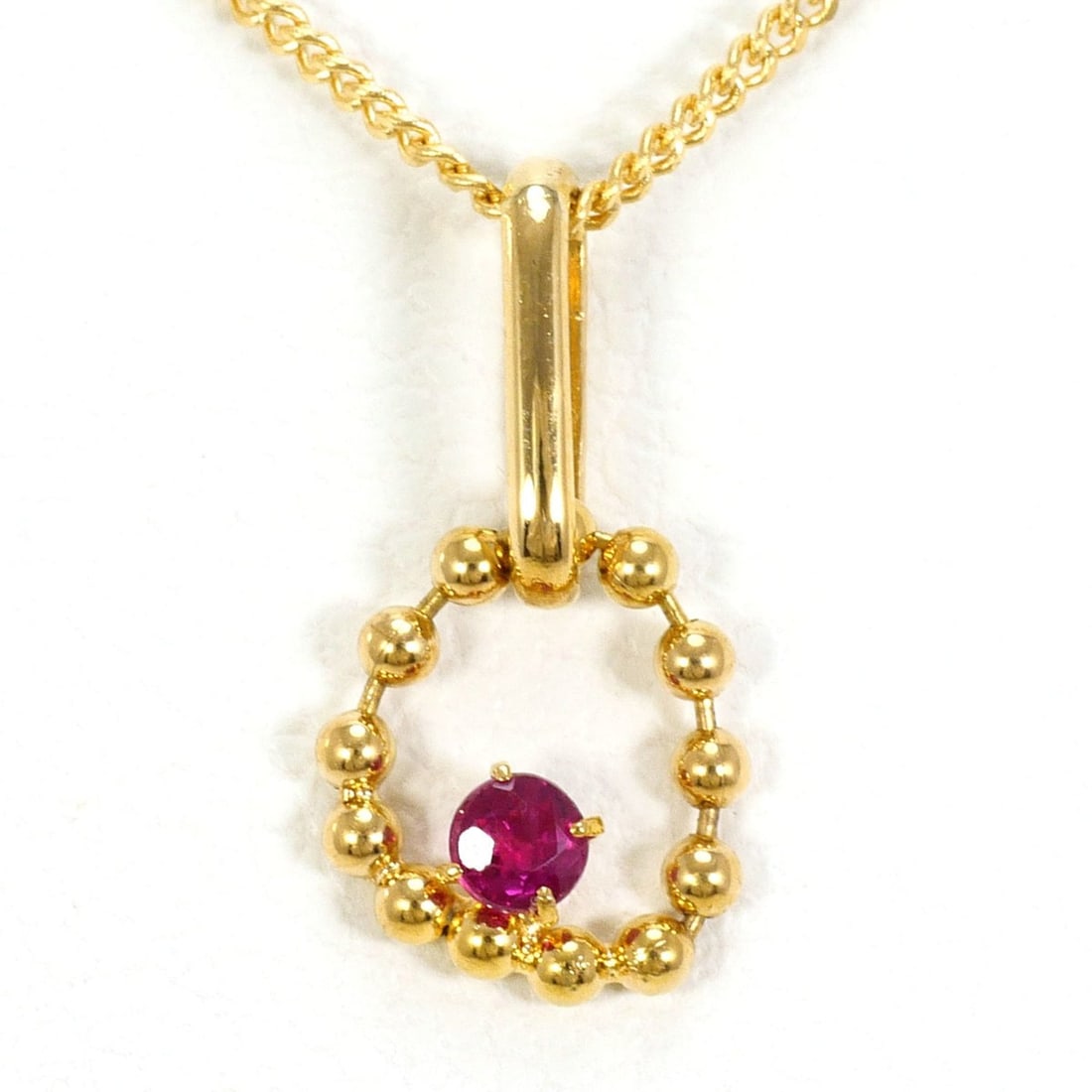 18K (18-karat) Yellow Gold Necklace with Ruby, Total Weight 1.6g, 45cm, Jewelry (1 of 11)