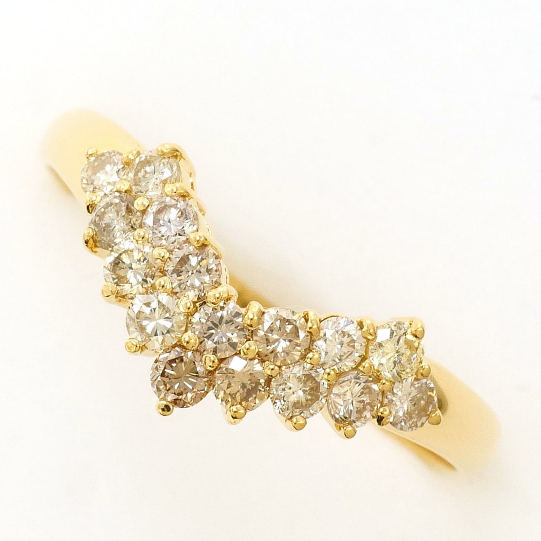 18K (18-karat) Yellow Gold Ring with Brown Diamond (0.50ct), Total Weight 1.6g, Jewelry: --- Catalog ---Category: SizeWidth: 8mm / 0.31''Weight: 1.6g / 0.05oz.JP Size: 13.5US Size: 6.5Category: DesignType: Band ringColor: Brown, Yellow goldMetal: GoldStone: DiamondGender: WomenMaterial: Y