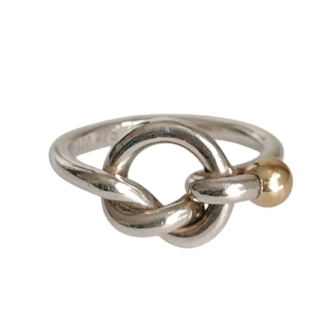 TIFFANY&Co. Tiffany & Co. 750 925 Love Knot Ring, Silver Gold, Women's Jewelry: --- Catalog ---Category: SizeJP Size: 9US Size: 5Category: DesignType: Band ringGender: WomenMaterial: Silver 925, Yellow gold (18K)Category: GeneralBrand: Tiffany--- Item List ---Section: ConditionRa