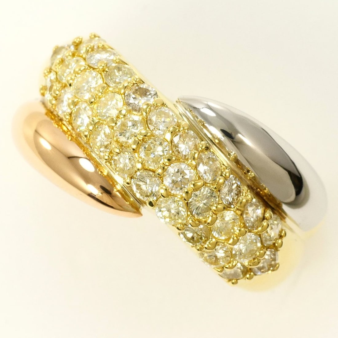 PT900 Platinum 18K Yellow Gold Ring with 1.00 ct Diamond, Certificate of Authenticity, Total Weight: --- Catalog ---Category: SizeWeight: 7.1g / 0.25oz.JP Size: 12.5US Size: 6.5Category: DesignType: Band ringColor: Pink gold, Platinum, Yellow goldMetal: Gold, PlatinumStone: DiamondGender: WomenMateri
