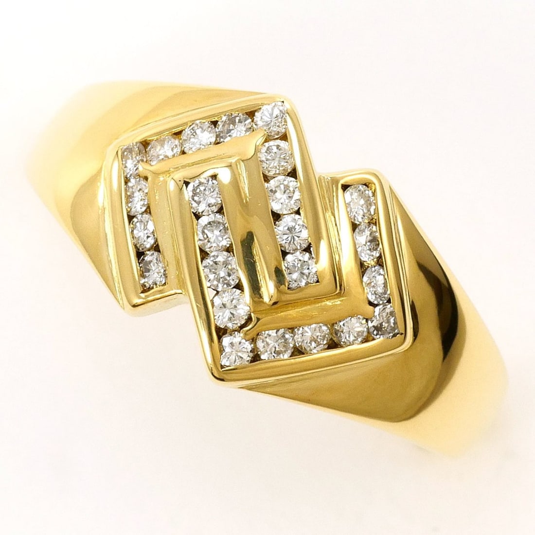 18K (18-karat) Yellow Gold Ring with 0.21ct Diamond, Certificate of Authenticity, Total Weight 3.4g, (1 of 12)