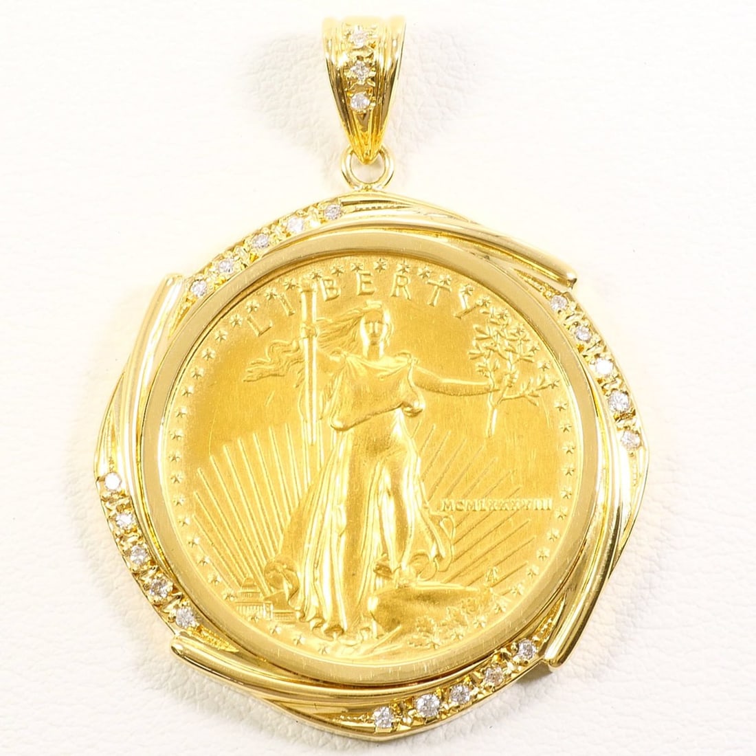 K22 22K YG Yellow Gold 18K Pendant Top 1.2 oz Diamond 0.20ct Total Weight 25.7g Jewelry (1 of 11)