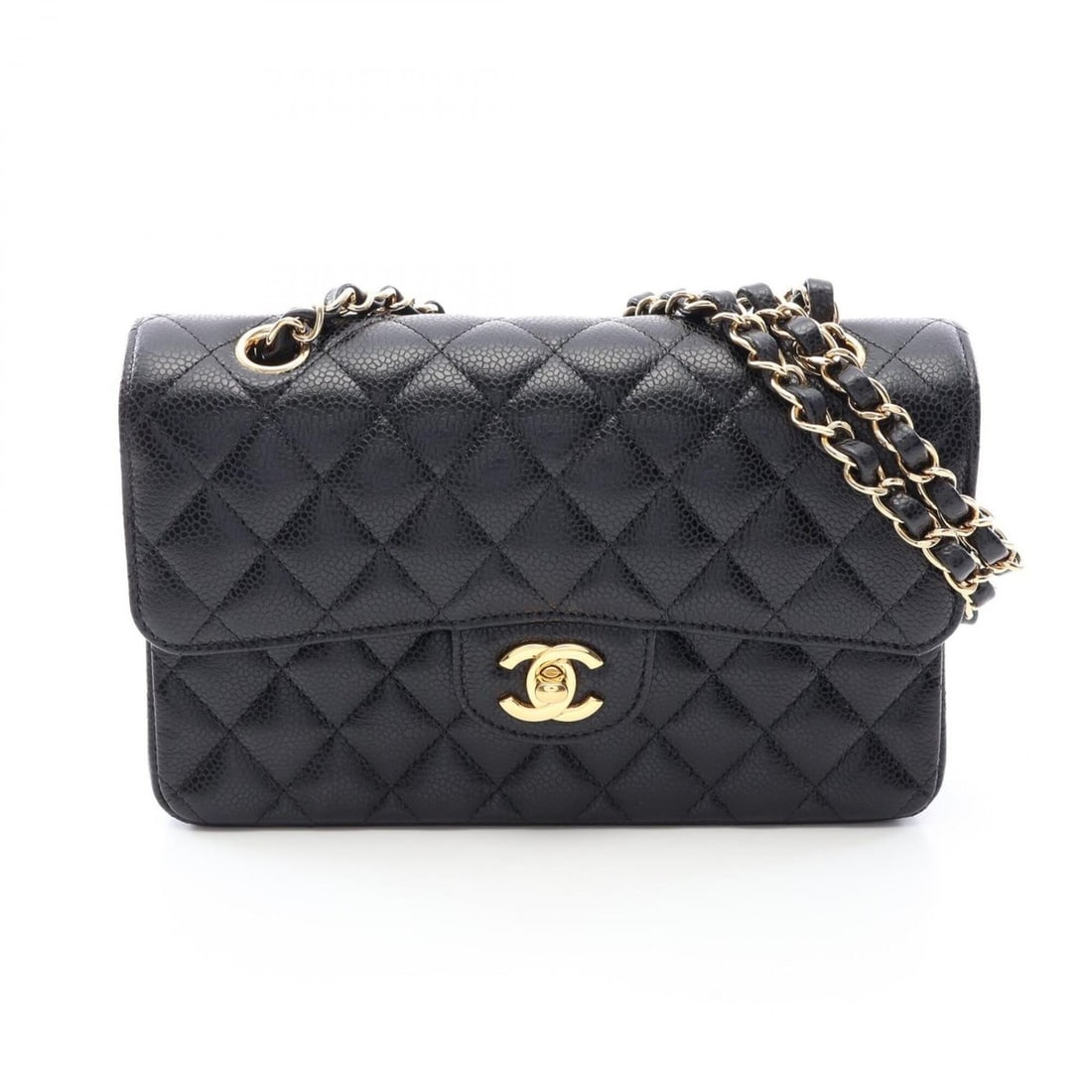 Chanel Matelassé Double Flap Shoulder Bag/Handbag, Caviar Leather (Grained Calfskin), Women's,: --- Catalog ---Category: SizeSize (HxWxD): 14cm x 23cm x 6cm / 5.51'' x 9.05'' x 2.36''Category: DesignType: Handbag, Shoulder bagColor: BlackGender: WomenMaterial: Grained Calfskin Category: GeneralB