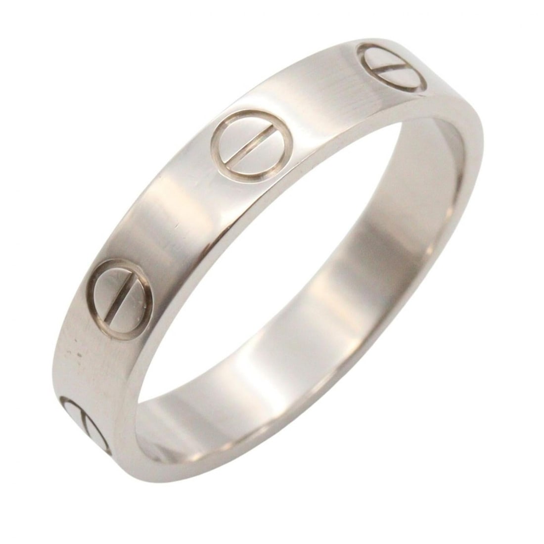 Cartier Mini Love Ring, 18K White Gold (18KWG), Women's, Silver Tone, B4085100: --- Catalog ---Category: SizeJP Size: 11US Size: 6Category: DesignType: Band ringColor: SilverGender: WomenMaterial: White gold (18K)Category: GeneralMPN: B4085100Brand: Cartier--- Item List ---Sectio