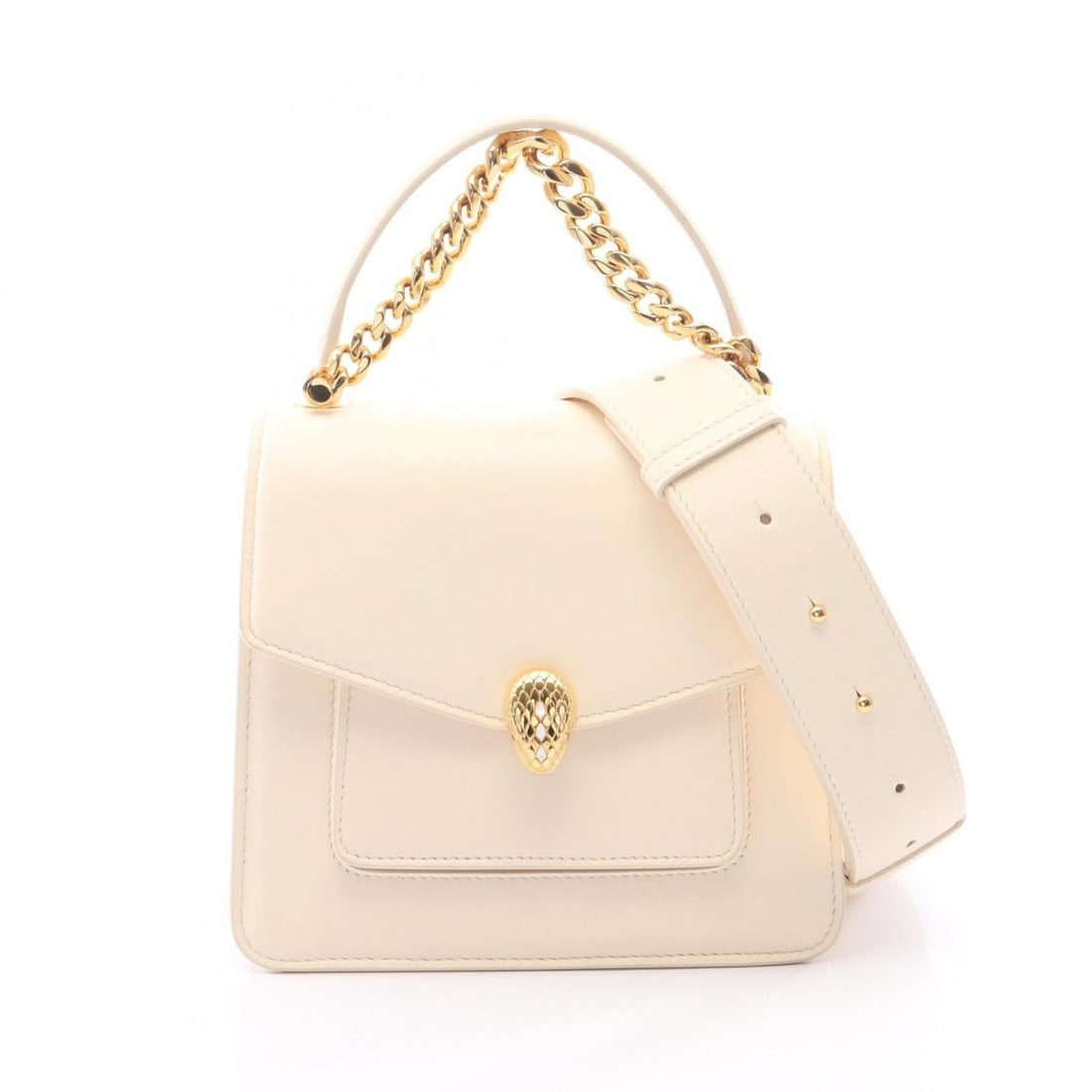 Bulgari BVLGARI Serpentiha Forever 2-Way Handbag, Leather, Women's, Ivory: --- Catalog ---Category: SizeSize (HxWxD): 15cm x 18cm / 5.9'' x 7.08''Category: DesignType: HandbagColor: IvoryGender: WomenMaterial: Leather Category: GeneralBrand: Bvlgari--- Item List ---Section: 