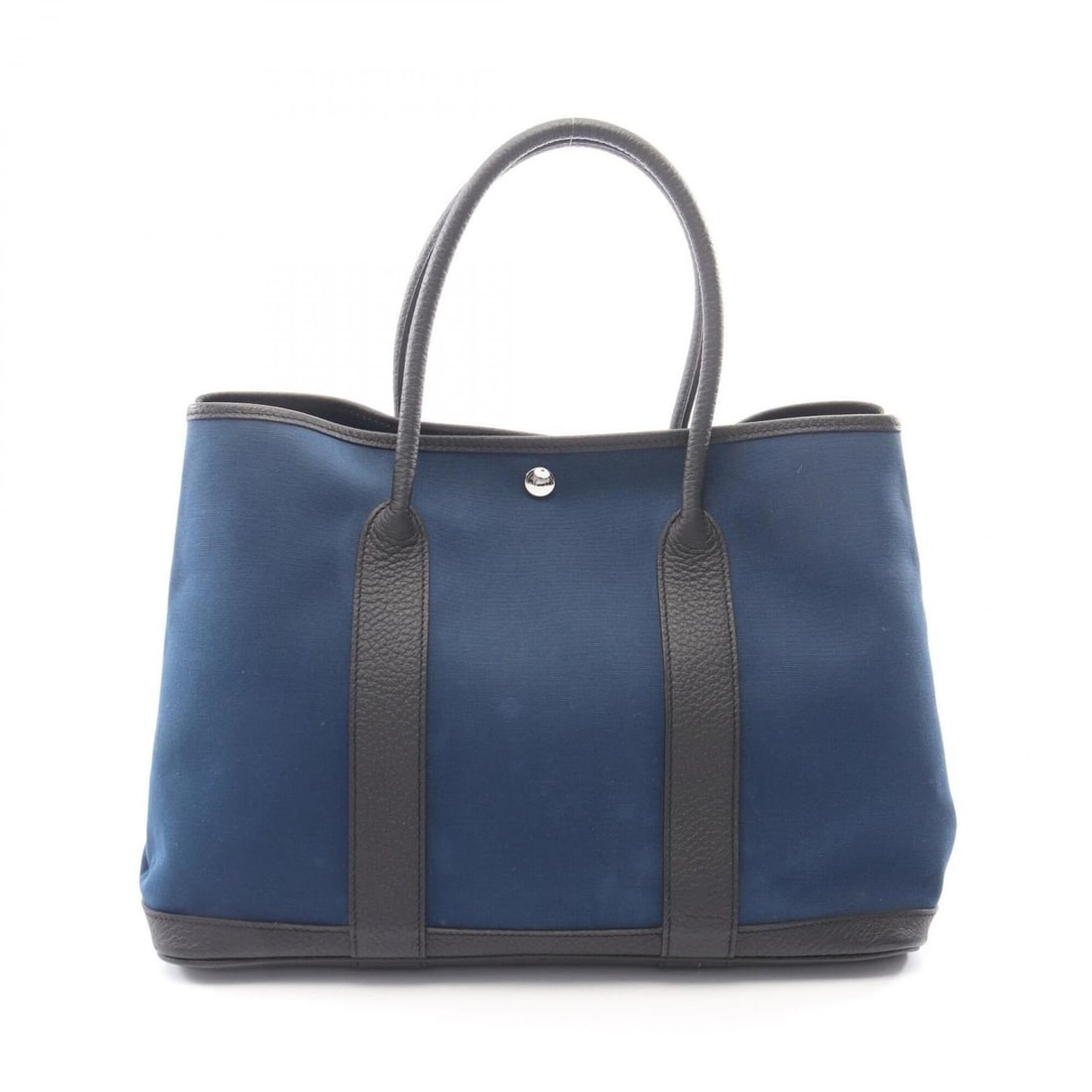 Hermes Garden Party PM Tote Bag Handbag Toile Officier Vache Country Women's Blue/Black: --- Catalog ---Category: SizeSize (HxWxD): 25cm x 36cm x 17cm / 9.84'' x 14.17'' x 6.69''Category: DesignType: Handbag, Tote bagColor: Black, BlueGender: WomenMaterial: Toile officier Category: Genera