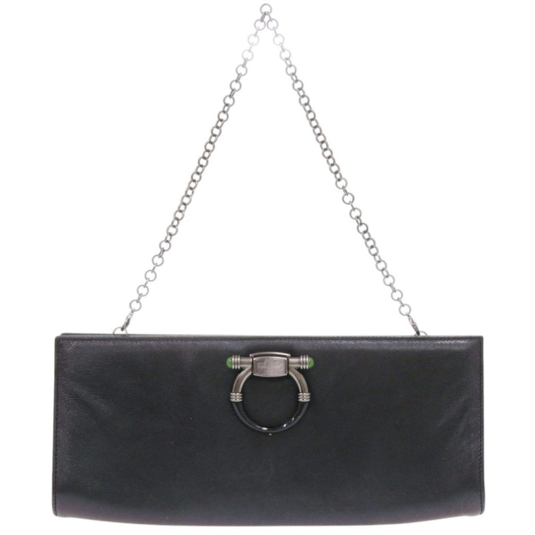 Salvatore Ferragamo Gancini EO-21 B385 Leather Metallic Gray Chain Shoulder Bag 1457Salvatore: --- Catalog ---Category: SizeSize (HxWxD): 12cm x 30cm x 4cm / 4.72'' x 11.81'' x 1.57''Category: DesignType: Shoulder bagColor: Metallic grayGender: WomenMaterial: Leather Category: GeneralMPN: EO-21