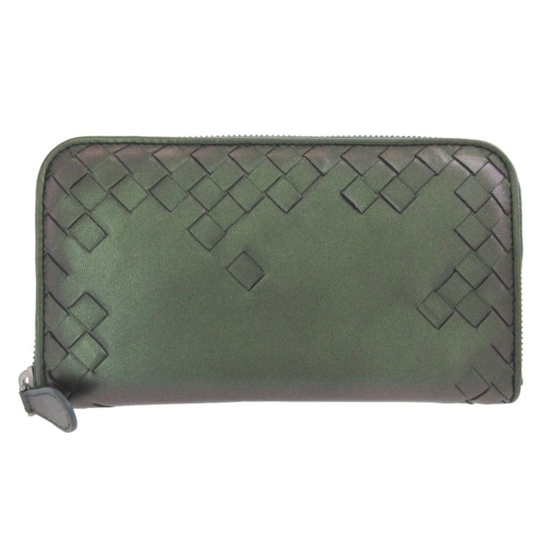 Bottega Veneta 114076 Intrecciato Leather Metallic Green Round Zip Long Wallet 0292BOTTEGA VENETA: --- Catalog ---Category: SizeSize (HxWxD): 11cm x 19cm x 2cm / 4.33'' x 7.48'' x 0.78''Category: DesignType: Long wallet (bi-fold)Color: Metallic greenGender: WomenMaterial: Leather Category: GeneralM