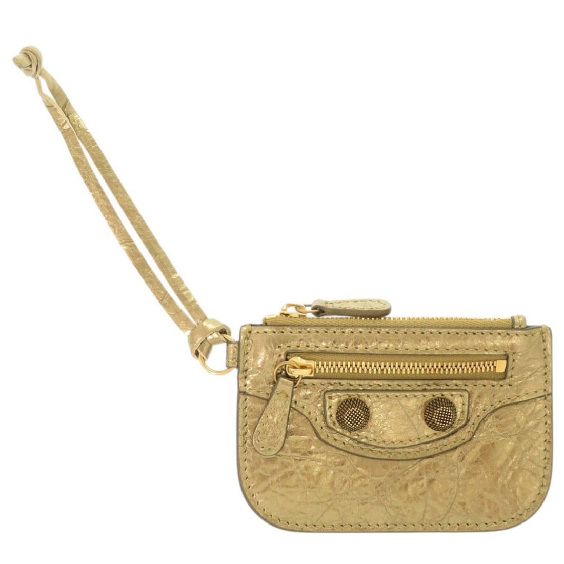 Balenciaga Le Cagol 776769 Leather Gold Wallet/Coin Case 1494BALENCIAGA: --- Catalog ---Category: SizeSize (HxWxD): 7.5cm x 11.5cm / 2.95'' x 4.52''Category: DesignType: Coin purse/coin caseColor: GoldGender: WomenMaterial: Leather Category: GeneralMPN: 776769Brand: Balenc