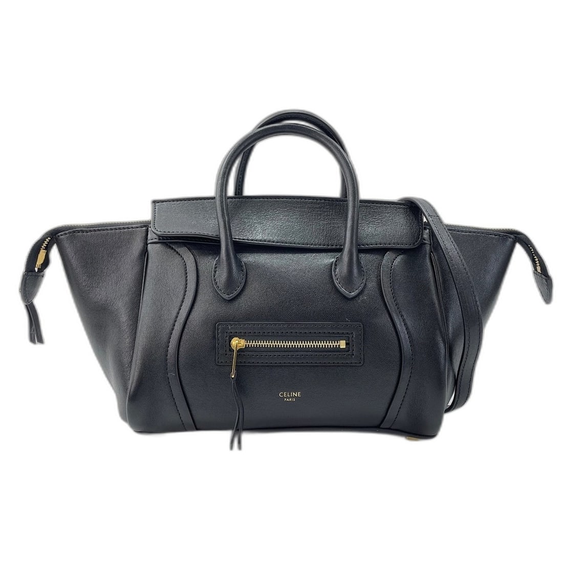 Celine Little Luggage Shoulder Bag, Black: --- Catalog ---Category: SizeSize (HxWxD): 17cm x 25cm x 8cm / 6.69'' x 9.84'' x 3.14''Strap Length: 85cm - 99cm / 33.46'' - 38.97''Category: DesignType: Shoulder bagColor: BlackGender: WomenClosure: 