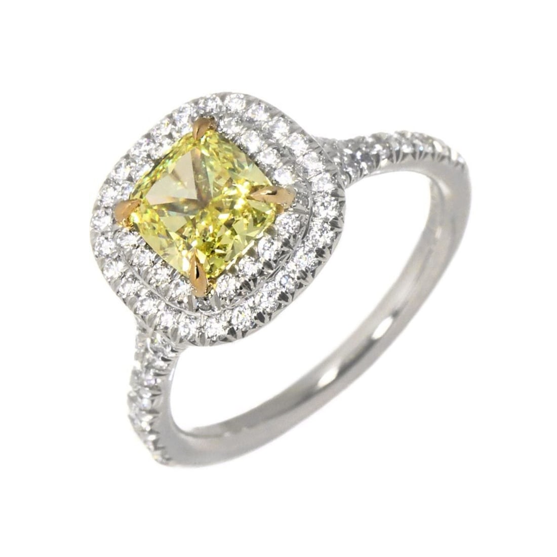 Tiffany & Co. Soleste Diamond Ring, 1.12ct FIY VS1 VG, Platinum 18K YG Yellow Gold 750.: --- Catalog ---Category: SizeJP Size: 8US Size: 4.5Category: DesignType: Band ringGender: WomenMaterial: Platinum 950, Yellow gold (18K)Category: GeneralBrand: Tiffany--- Item List ---Section: Conditi